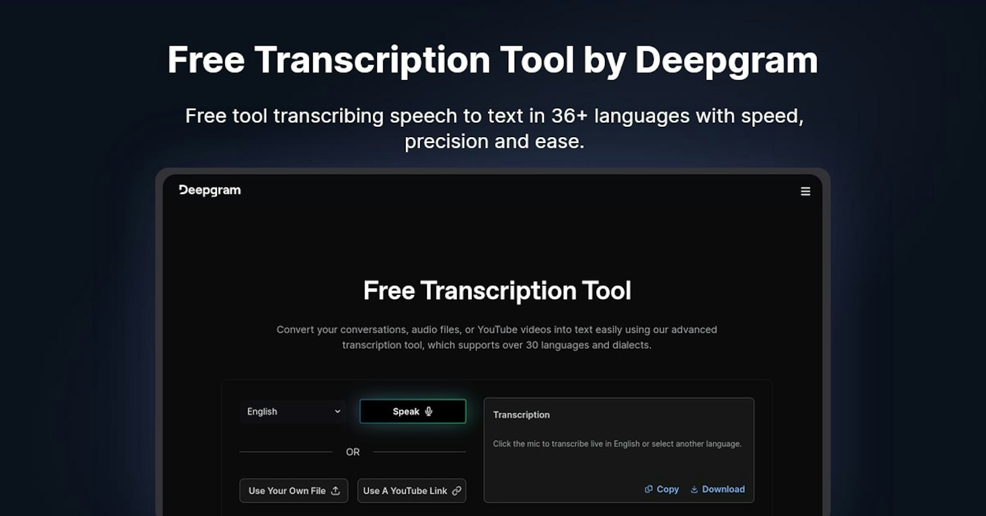 Free Transcription Tool by Deepgram