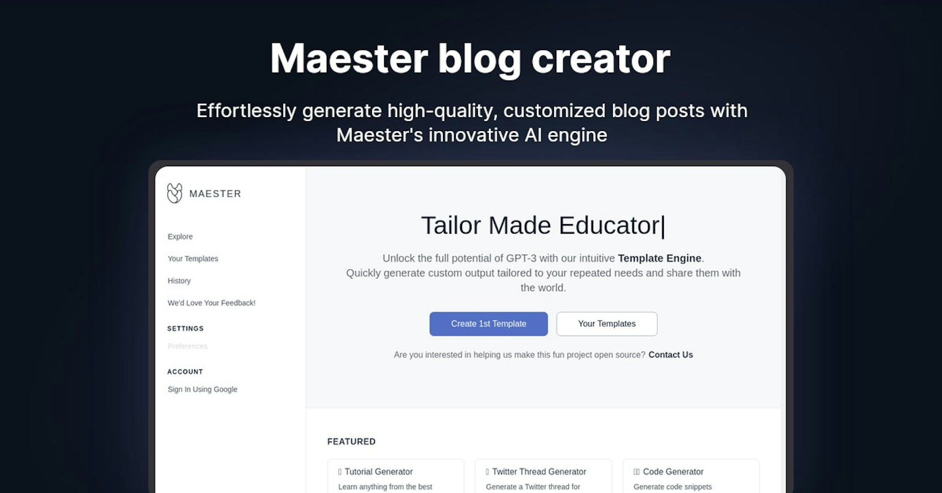Maester blog creator