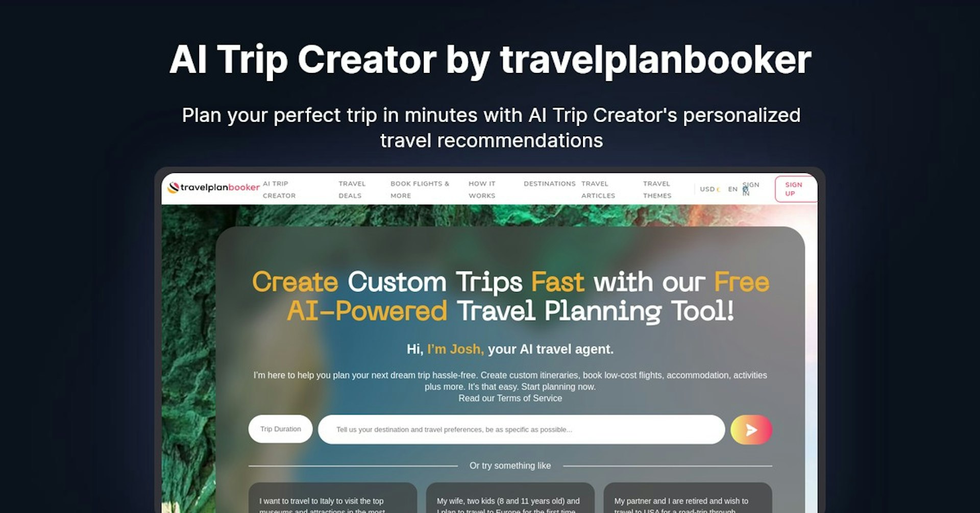 AI Trip Creator by travelplanbooker