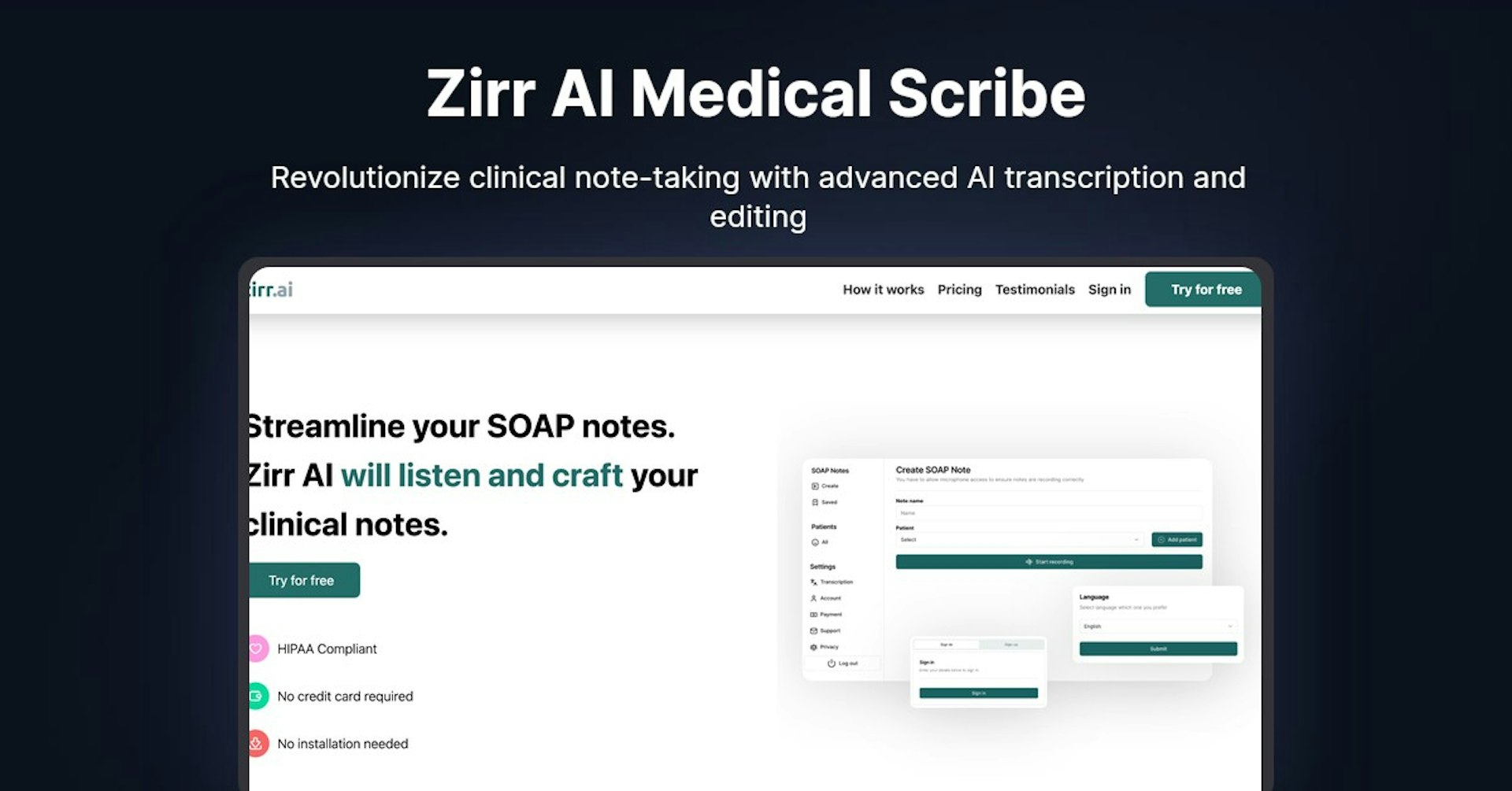 Zirr AI Medical Scribe