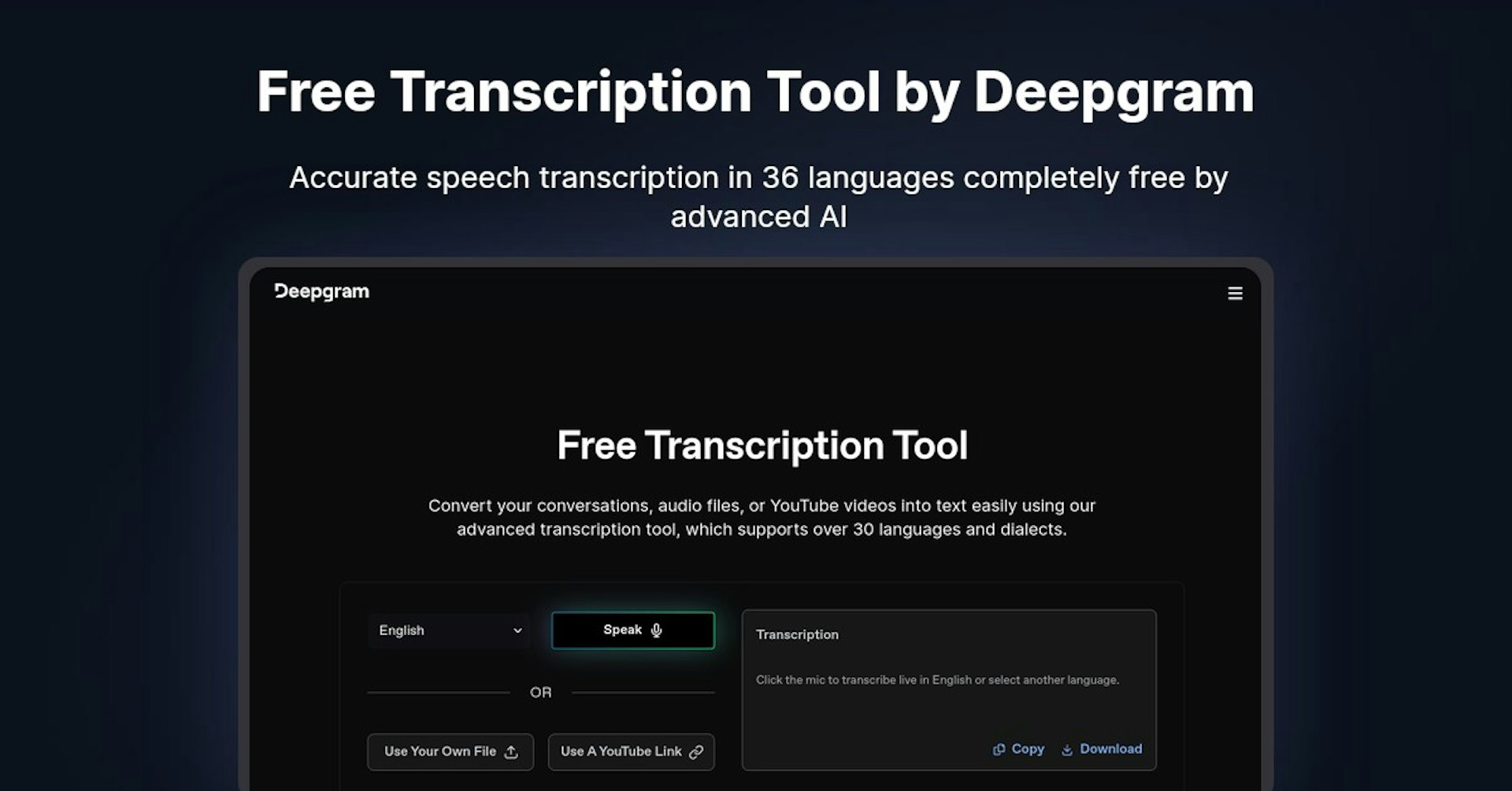 Free Transcription Tool by Deepgram