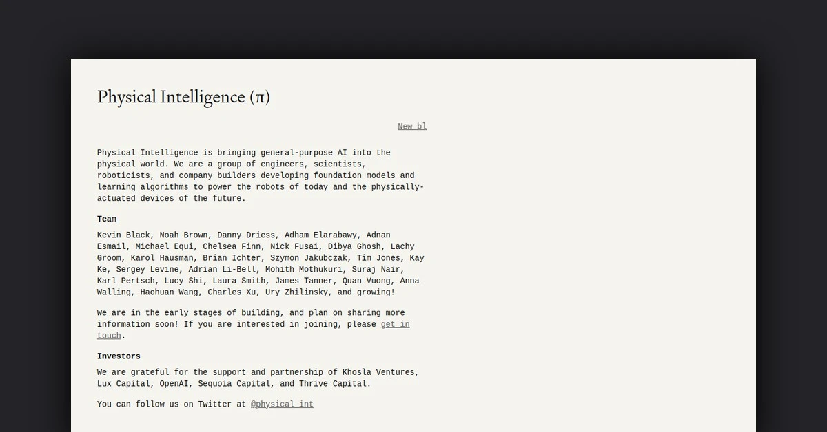 Physical Intelligence