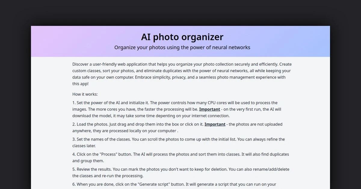 AI photo sorter