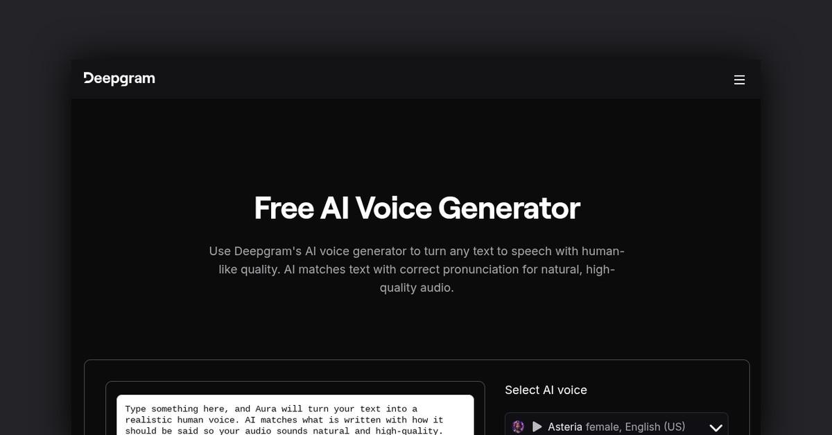 Free AI Voice Generator by Deepgram