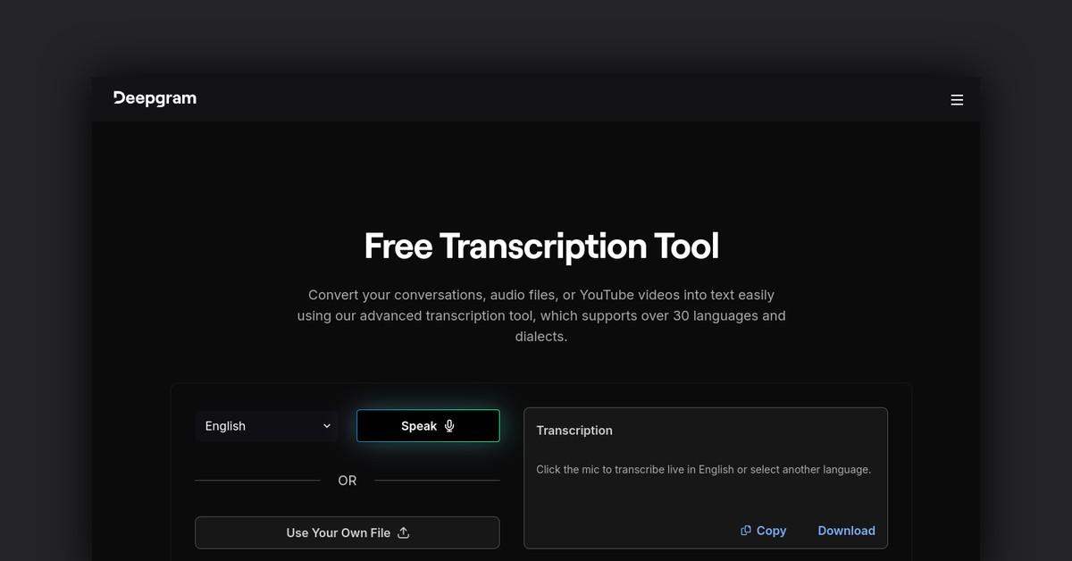 Free Transcription Tool by Deepgram