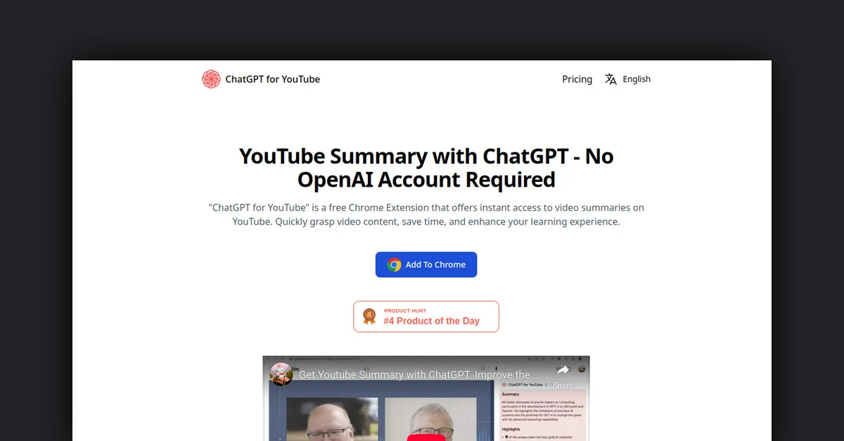 ChatGPT for YouTube