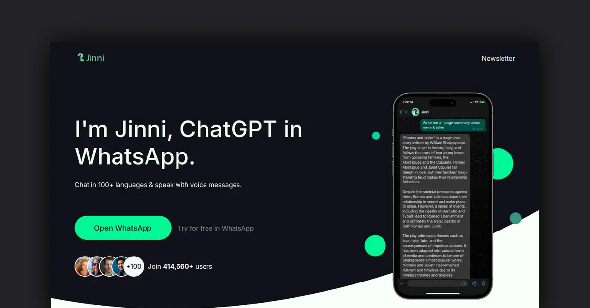 Jinni AI: ChatGPT Assistant on WhatsApp | Deepgram