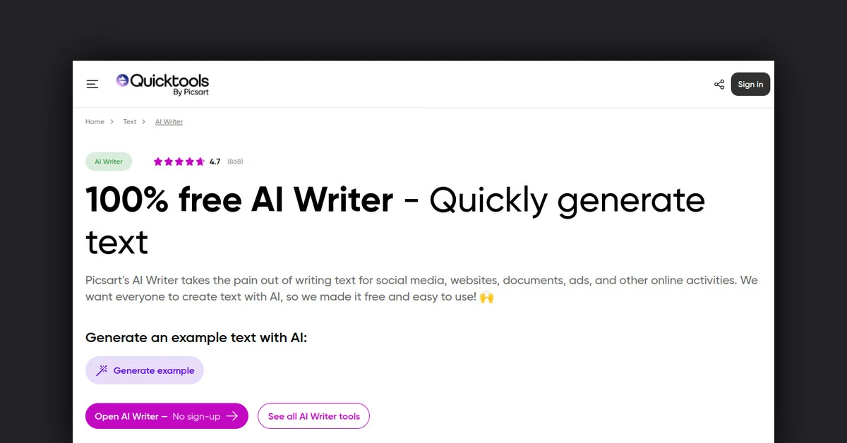 AI Writer by Picsart