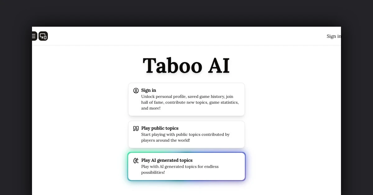Taboo AI