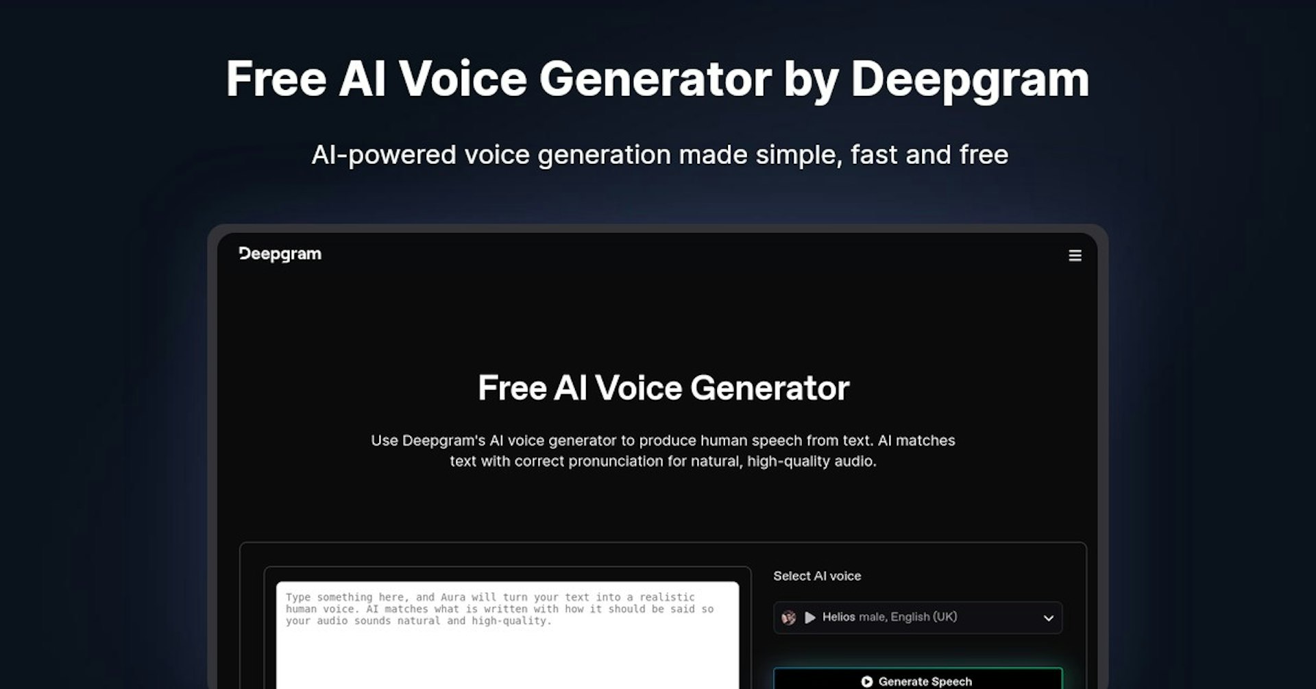 Free AI Voice Generator by Deepgram